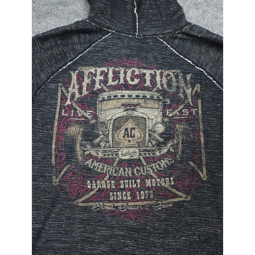 Freedom Tribe Reversible Sweatshirt Men's XXL Gray Graphic Motor Club Y2K - Picture 6 of 16